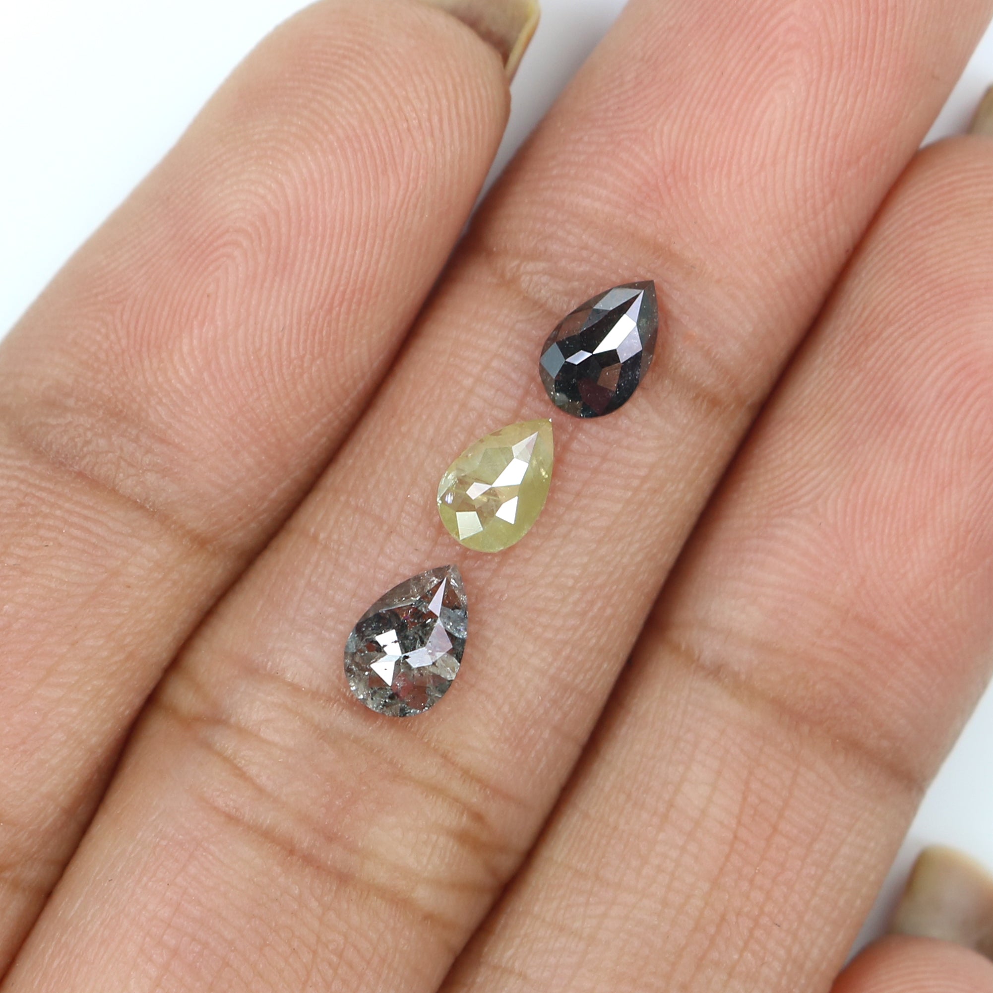 1.04 CT Natural Loose Pear Shape Diamond Salt And Pepper Pear Diamond 6.20 MM Natural Loose Black Grey Color Pear Rose Cut Diamond LQ2750