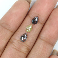 Natural Loose Pear Diamond, Salt And Pepper Pear Diamond, Natural Loose Diamond, Pear Rose Cut Diamond, 1.04 CT Pear Cut Diamond L2750