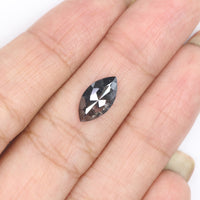 Natural Loose Marquise Salt And Pepper Diamond Black Grey Color 1.81 CT 11.70 MM Marquise Shape Rose Cut Diamond KDL2091