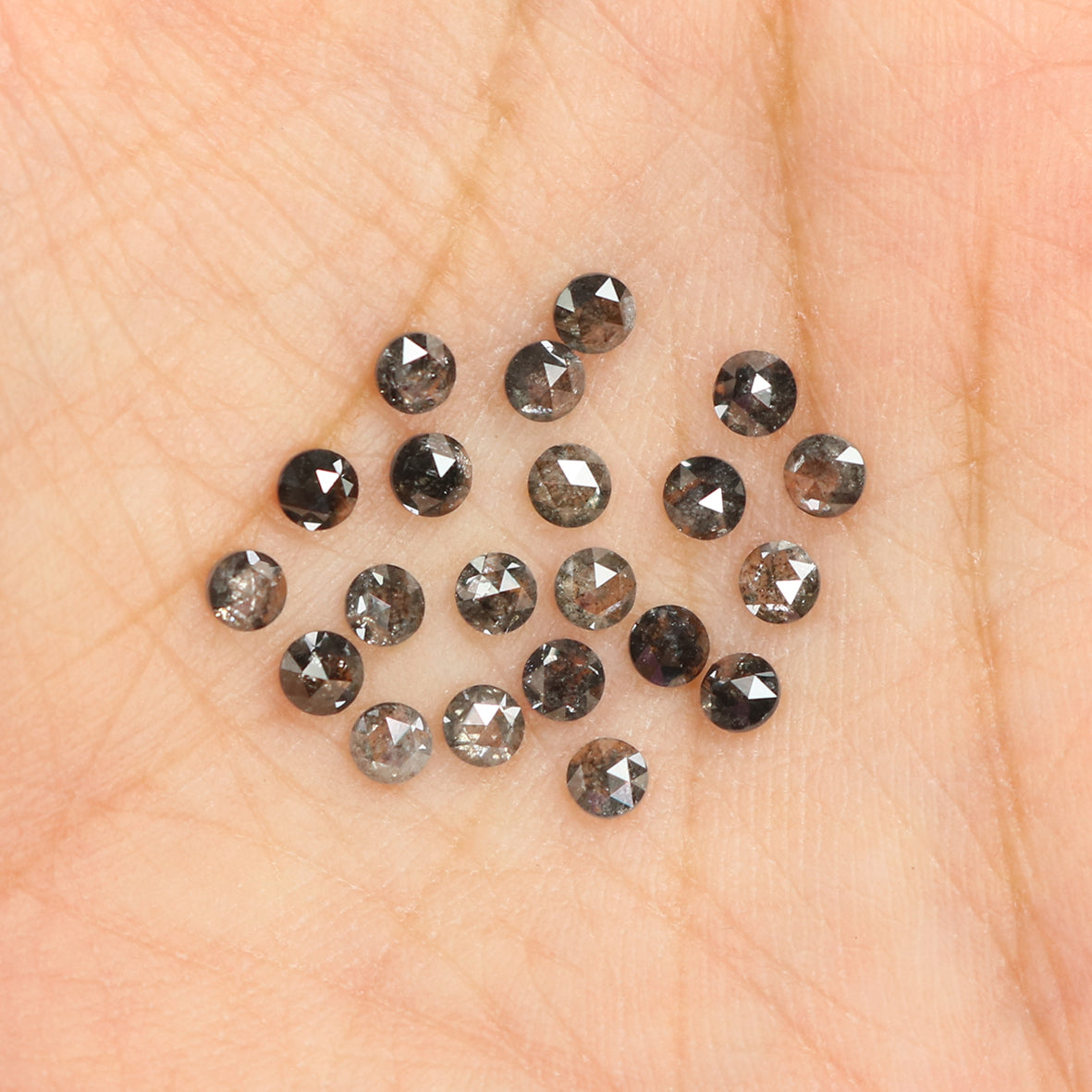 1.73 Ct Natural Loose Round Rose Cut Diamond Salt And Pepper Round Diamond 2.60 MM Natural Black Grey Color Round Rose Cut Diamond LQ1819