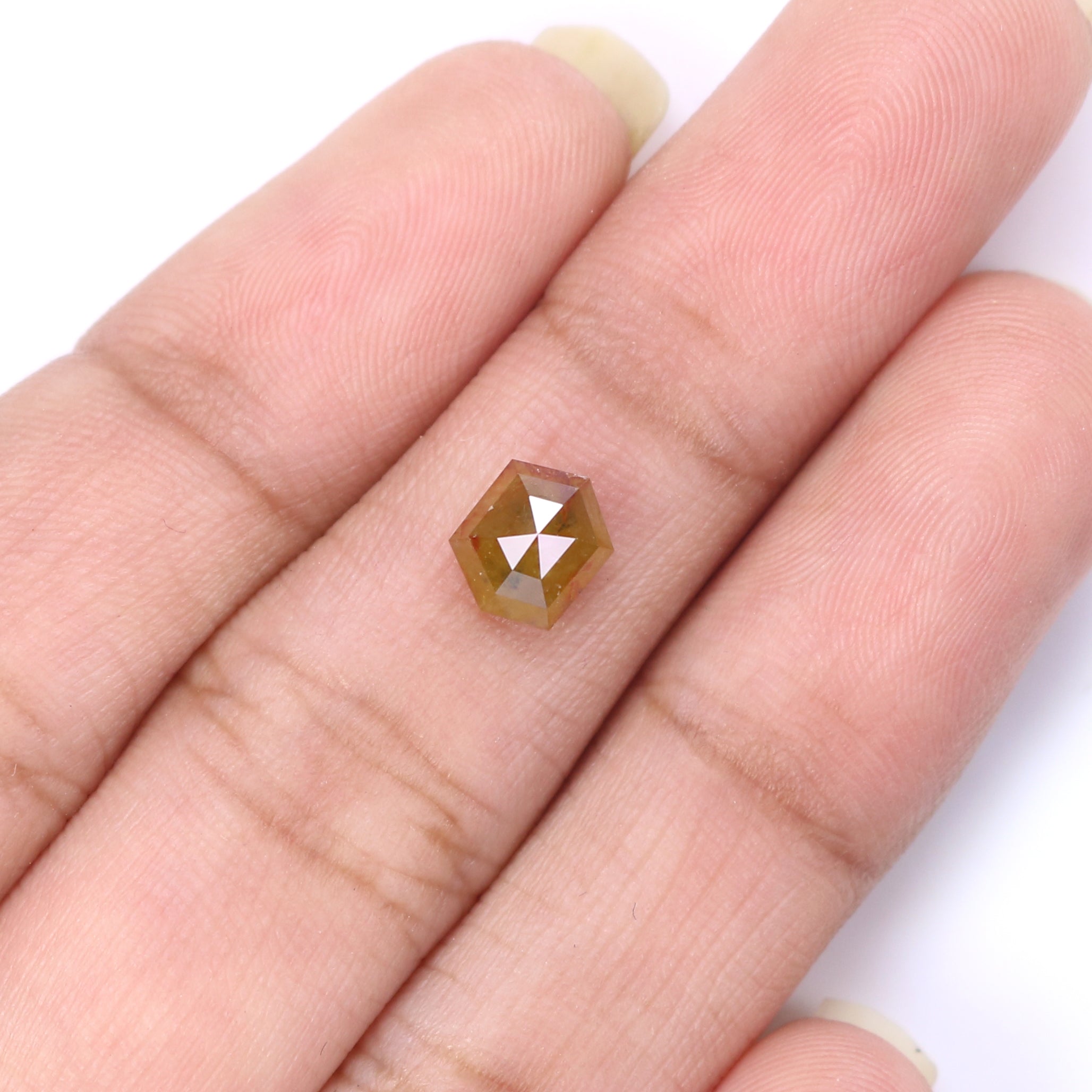 1.17 CT Natural Loose Hexagon Shape Diamond Yellow Color Hexagon Cut Diamond 6.85 MM Natural Loose Hexagon Shape Rose Cut Diamond QL2220