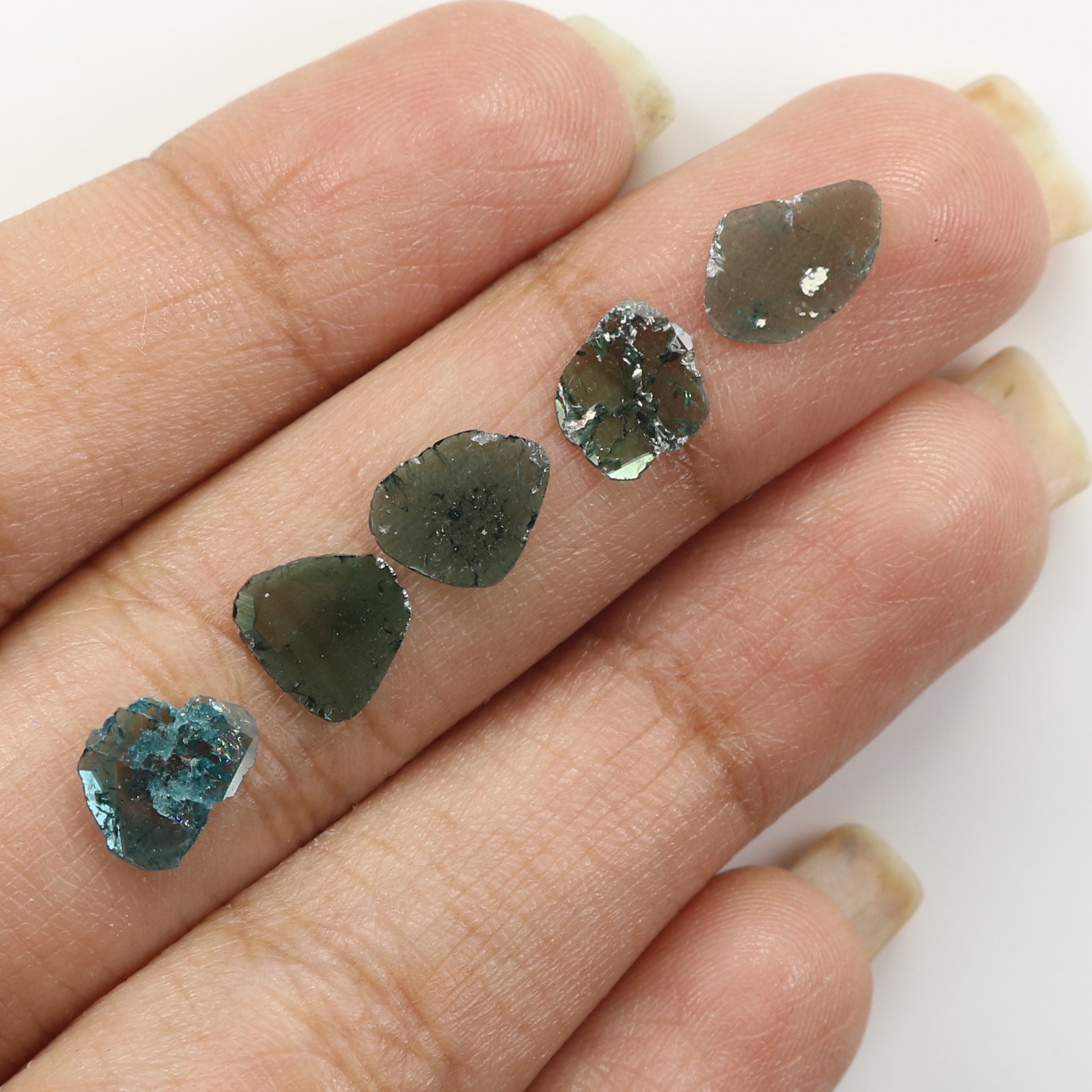 1.71 CT Natural Loose Slice Shape Diamond Blue Color Slice Cut Diamond 7.55 MM Natural Loose Blue Color Slice Irregular Cut Diamond KQ2461
