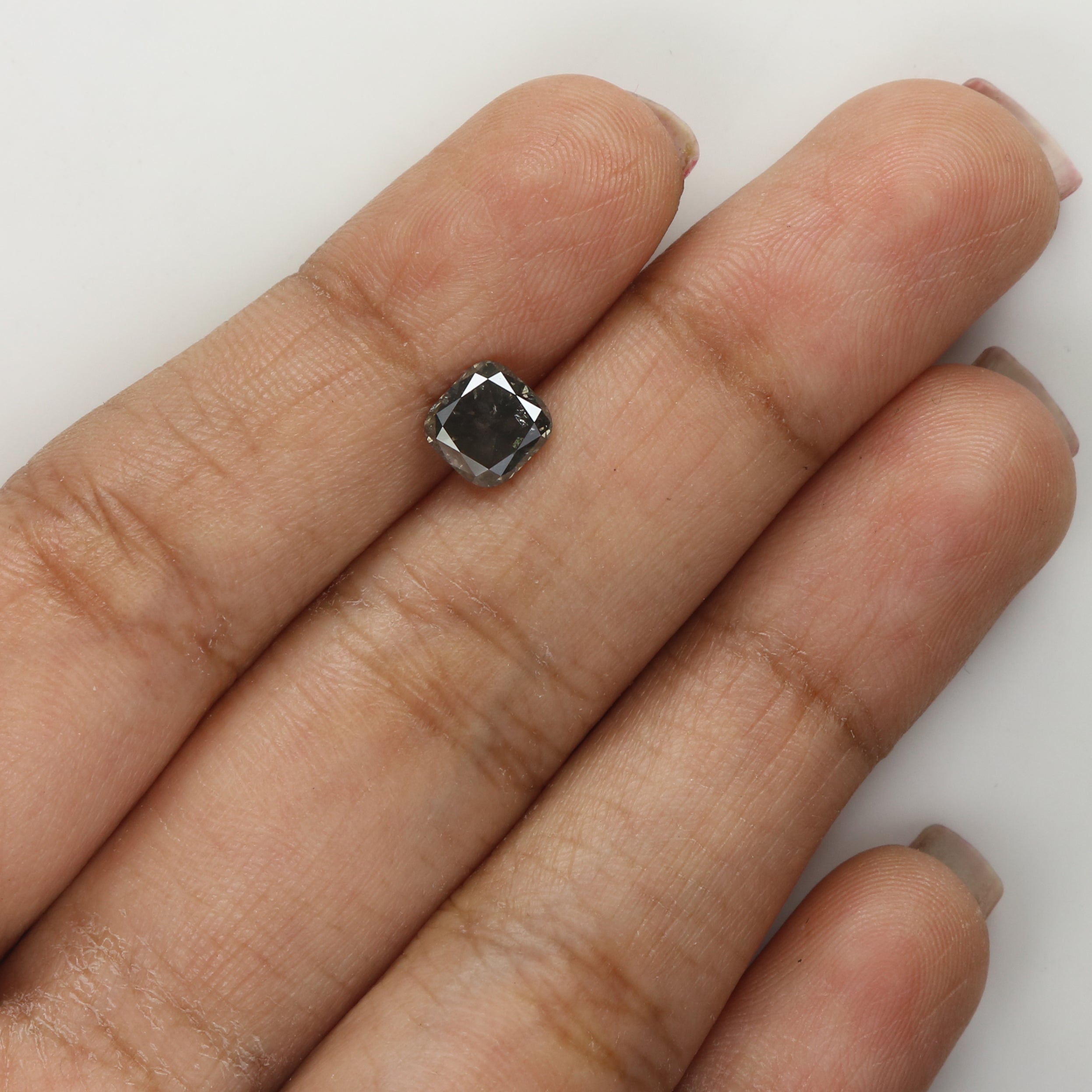 1.31 CT Natural Loose Cushion Shape Diamond Black Grey Cushion Diamond 6.05 MM Natural Black Grey Color Cushion Brilliant Cut Diamond QL1905