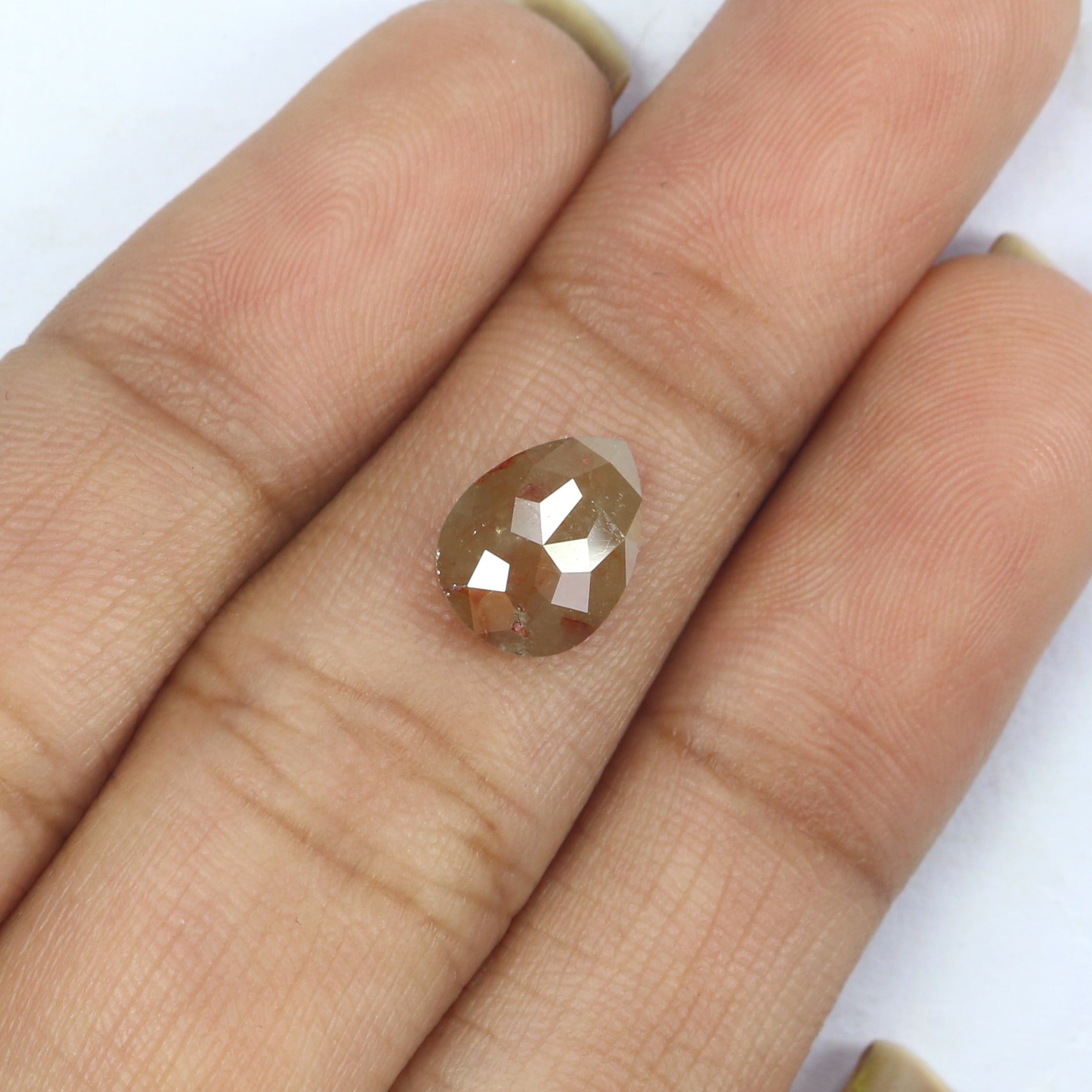 1.50 CT Natural Loose Pear Shape Diamond Yellow Color Pear Cut Diamond 9.45 MM Natural Brown Color Diamond Pear Rose Cut Diamond LQ2689