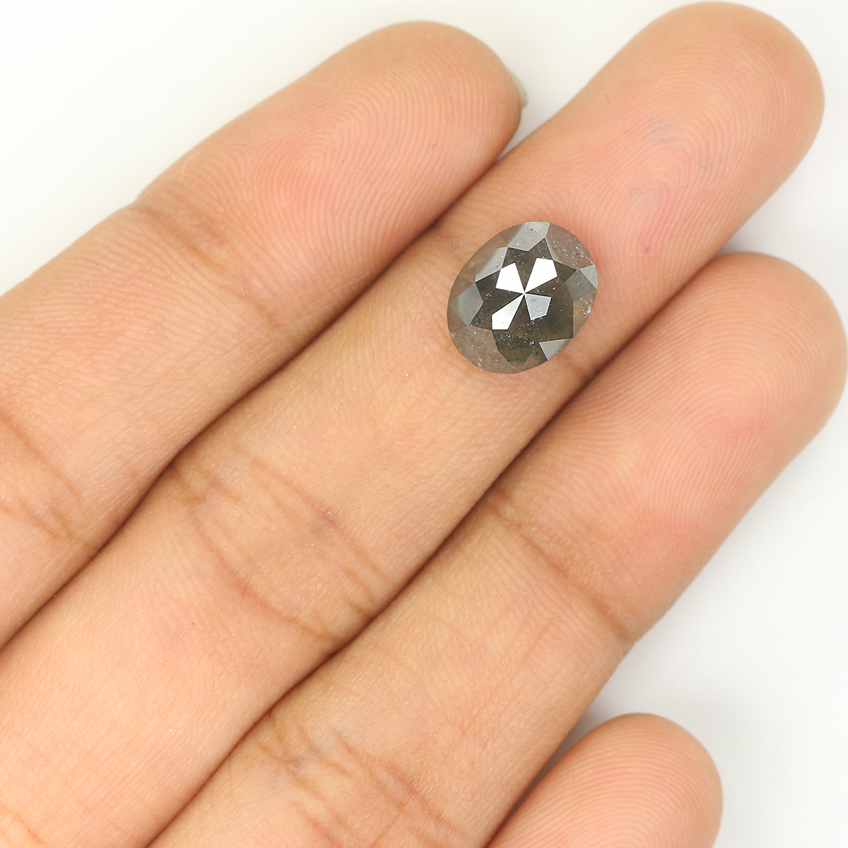 Natural Loose Oval Salt And Pepper Diamond Black Grey Color 3.09 CT 9.90 MM Oval Shape Rose Cut Diamond KDL1145