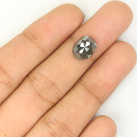Natural Loose Oval Salt And Pepper Diamond Black Grey Color 3.09 CT 9.90 MM Oval Shape Rose Cut Diamond KDL1145
