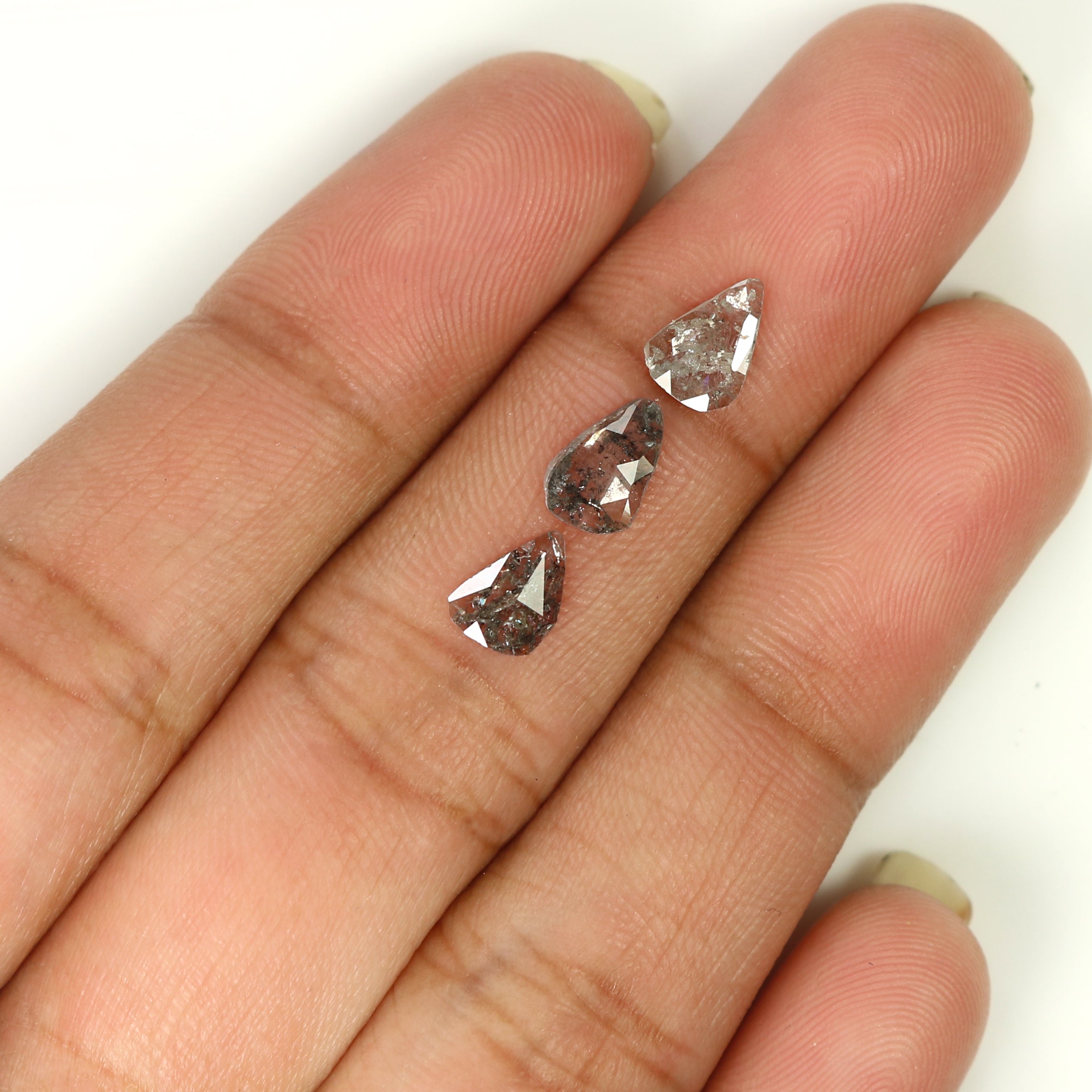 1.06 Ct Natural Loose Slice Shape Diamond Salt And Pepper Slice Cut Diamond 6.60 MM Natural Black Grey Diamond Irregular Cut Diamond KQ2423