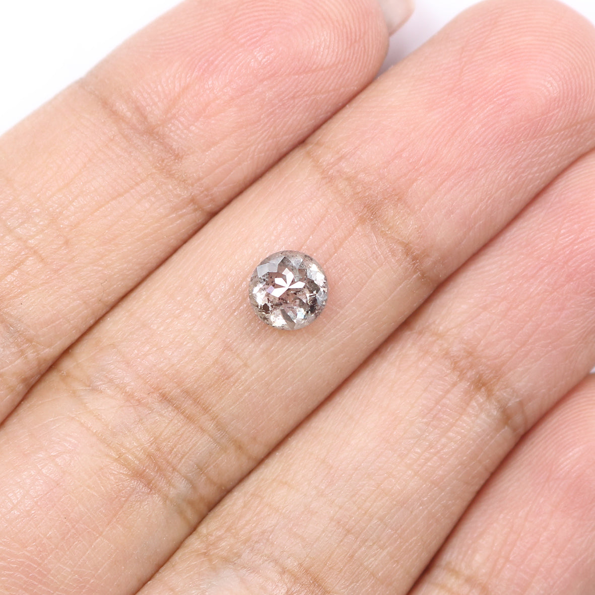 Natural Loose Rose Cut Salt And Pepper Diamond Black Grey Color 0.96 CT 5.68 MM Round Rose Cut Shape Diamond L9361