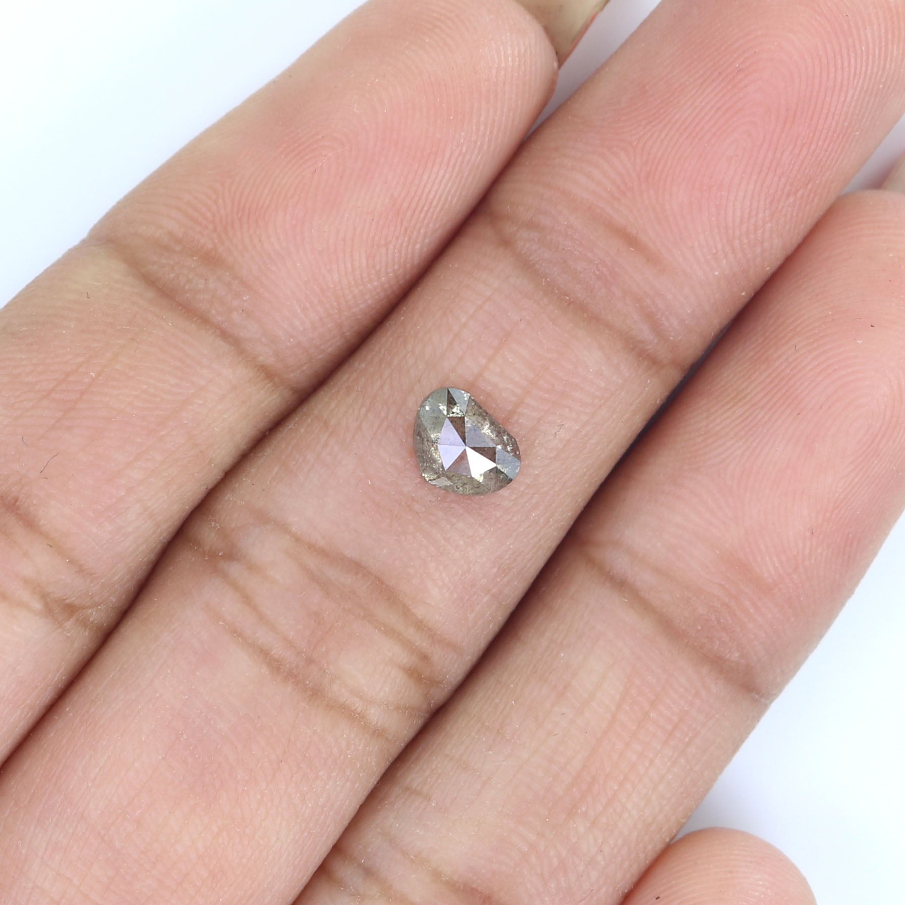 0.60 Ct Natural Loose Heart Shape Diamond Salt And Pepper Diamond 4.45 MM Natural Diamond Black Grey Color Heart Rose Cut Diamond QL6552