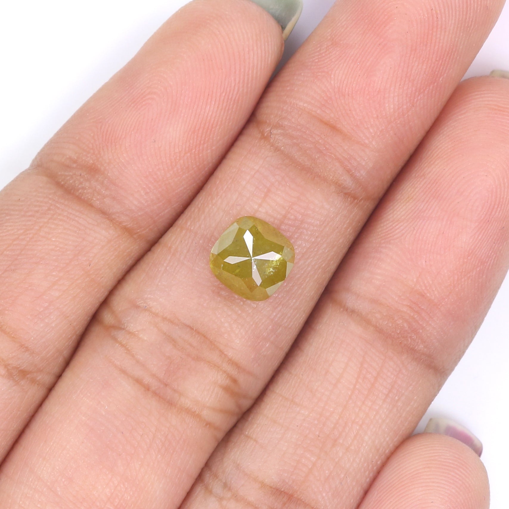 1.37 CT Natural Loose Cushion Shape Diamond Yellow Color Cushion Cut Diamond 6.40 MM Natural Yellow Diamond Cushion Rose Cut Diamond KQ2259