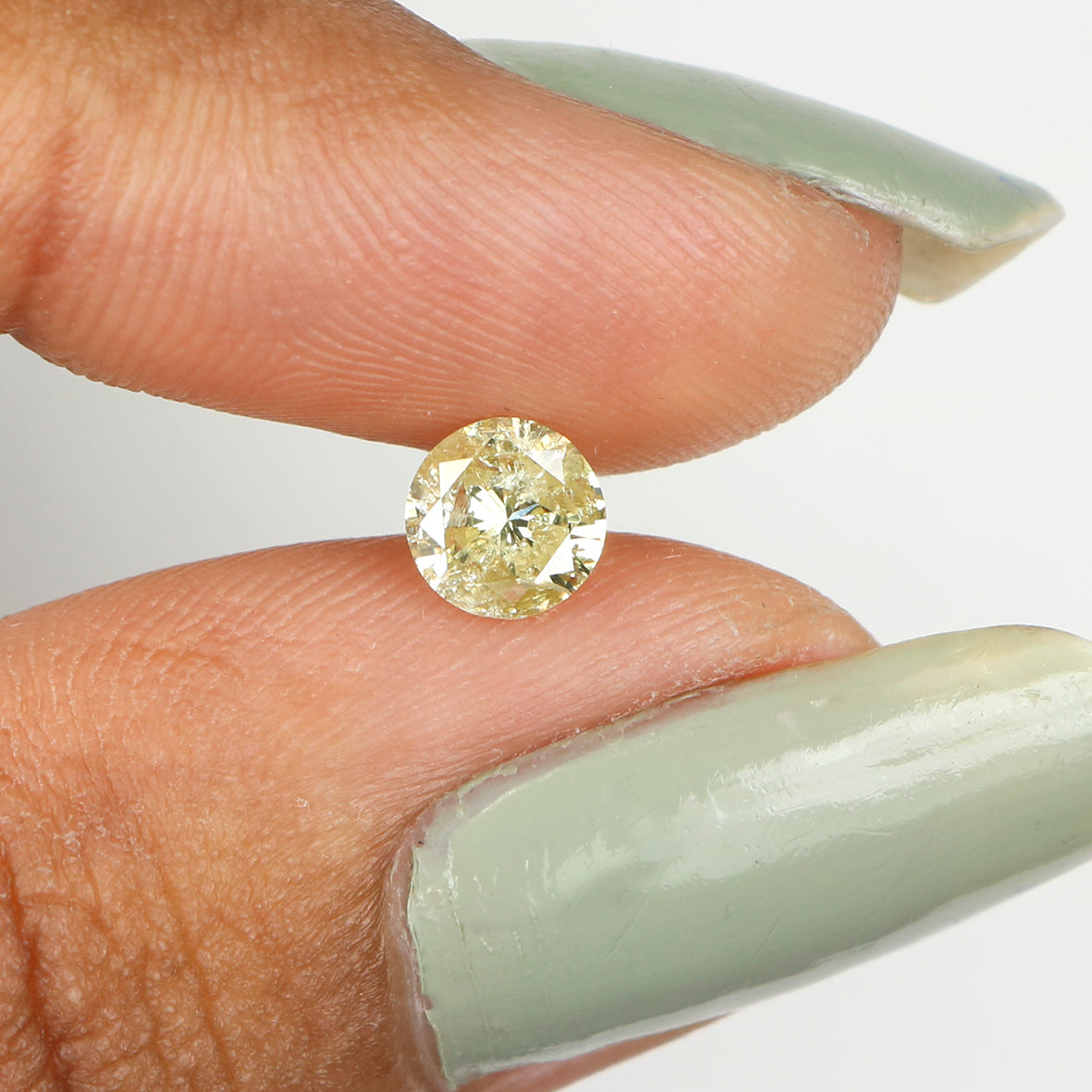 0.57 Ct Natural Loose Diamond, Green Diamond, Yellow Diamond, Round Diamond, Round Brilliant Cut, Sparkling Diamond, Rustic Diamond L4994