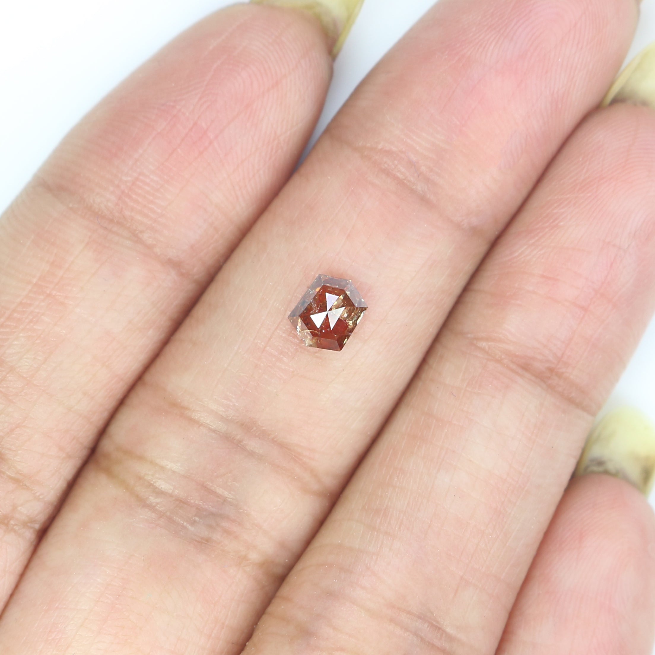 0.46 CT Natural Loose Hexagon Shape Diamond Brown Color Hexagon Cut Diamond 5.30 MM Natural Brown Diamond Hexagon Rose Cut Diamond QK2594