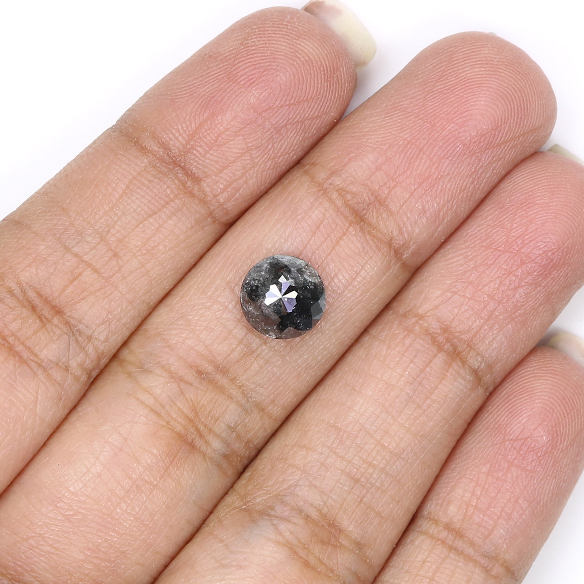 2.07 CT Natural Loose Round Rose Cut Diamond Salt And Pepper Round Diamond 7.65 MM Natural Loose Black Color Diamond Rose Cut Diamond LQ026