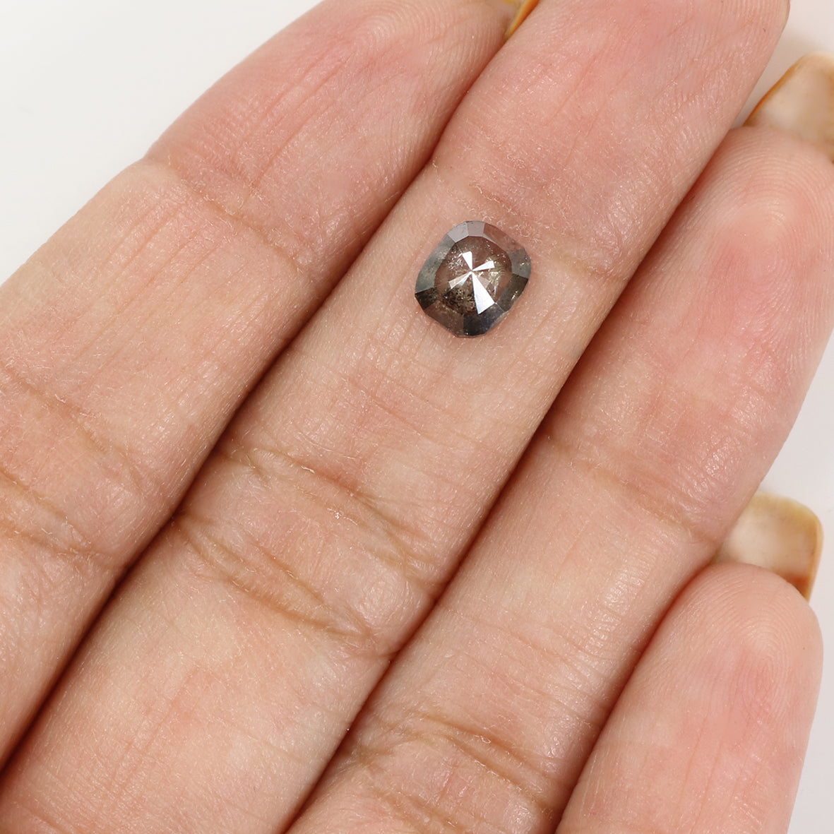 Natural Loose Cushion Salt And Pepper Diamond Black Grey Color 0.74 CT 6.40 MM Cushion Shape Rose Cut Diamond L1784