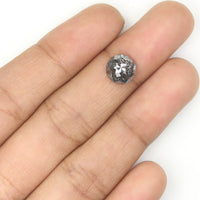 Natural Loose Rose Cut Salt And Pepper Diamond Black Grey Color 2.21 CT 8.00 MM Rose Cut Shape Diamond KDL1093