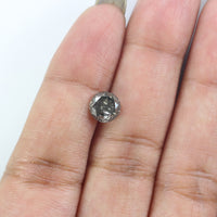 Natural Loose Round Salt And Pepper Diamond Black Grey Color 1.51 CT 6.60 MM Round Brilliant Cut Diamond KDL8399