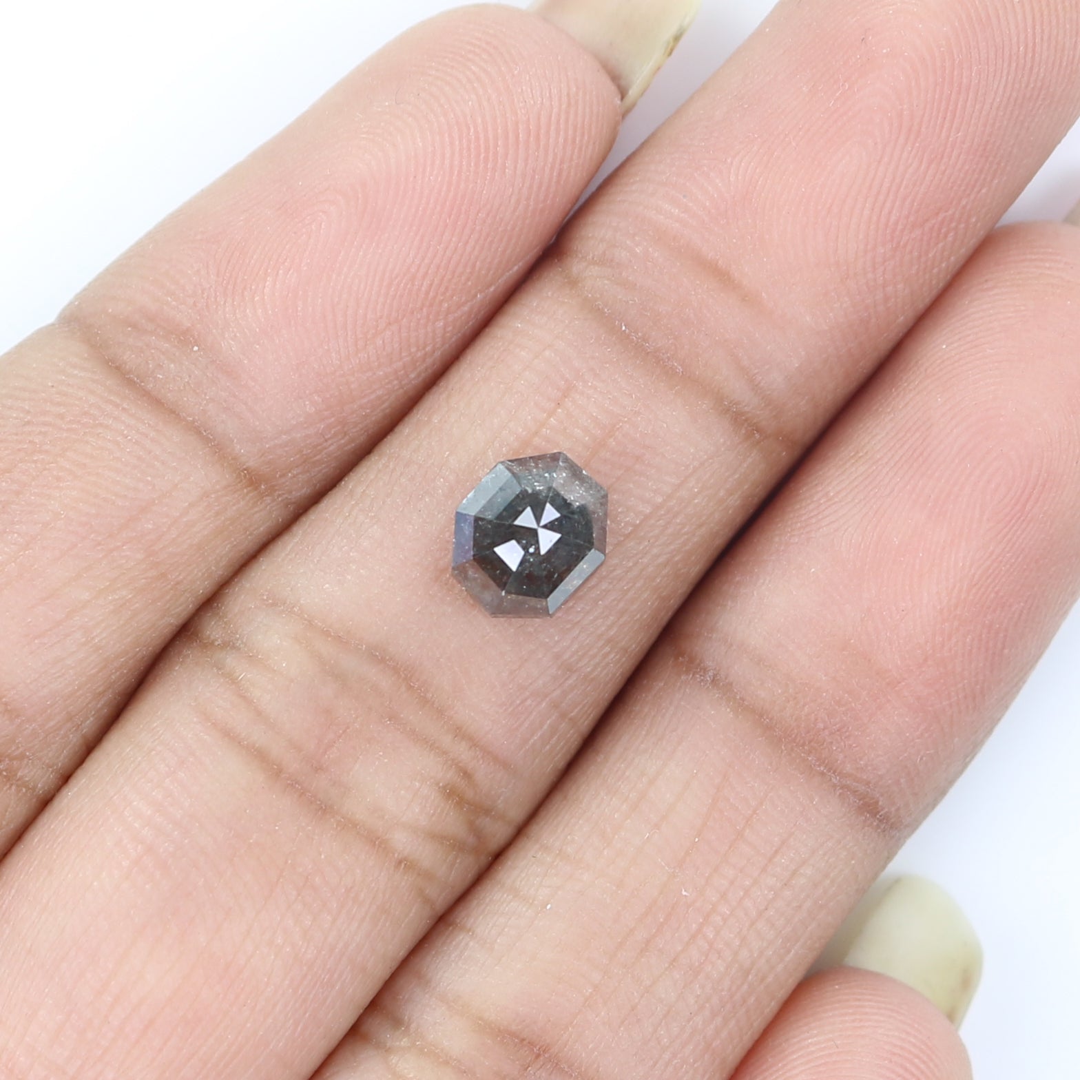 1.26 CT Natural Loose Octagon Diamond Grey Color Octagon Diamond 6.60 MM Natural Loose Diamond Grey Color Octagon Rose Cut Diamond KQ1069