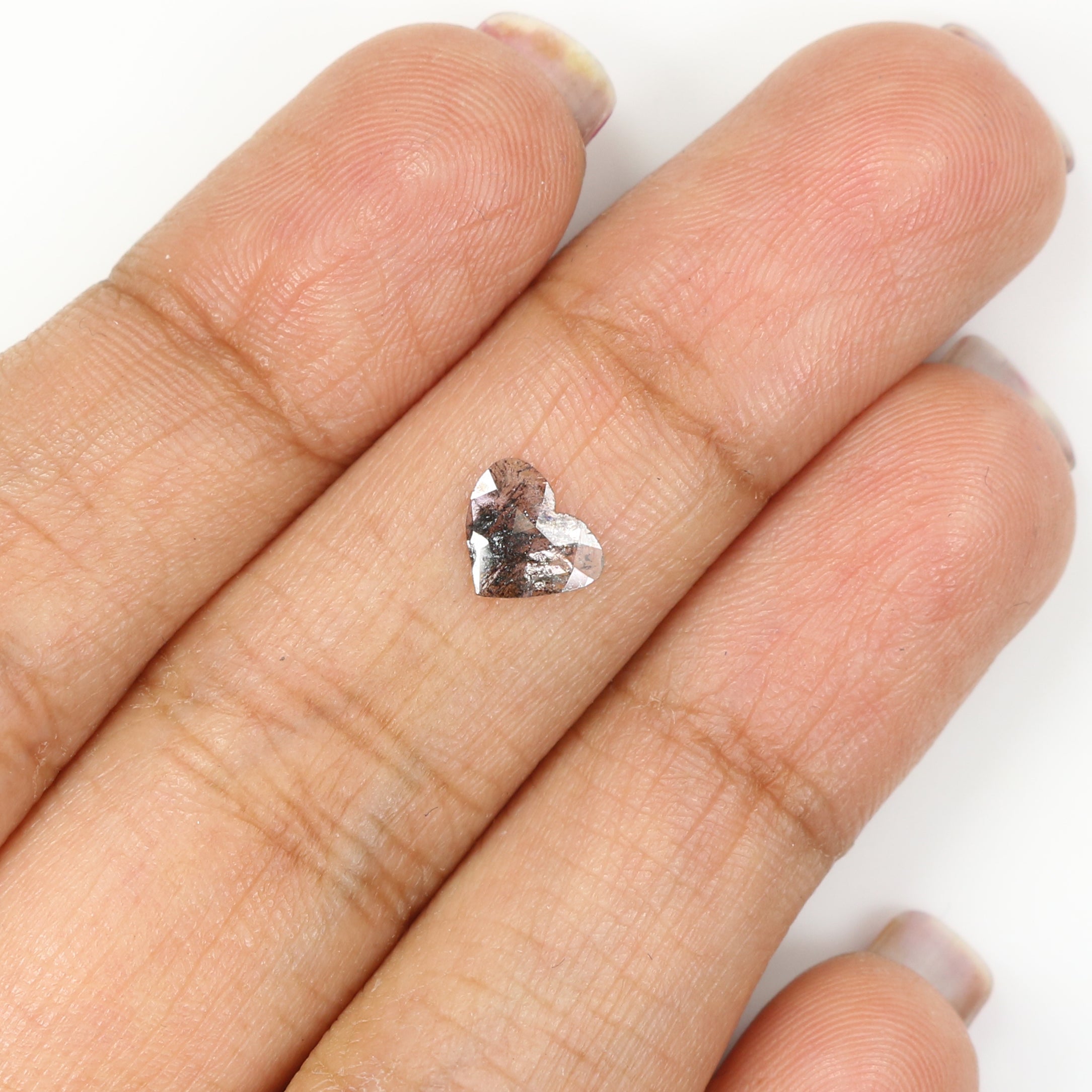 Natural Loose Heart Salt And Papper Diamond Black Grey Color 0.27 CT 5.55 MM Heart Shape Rose Cut L1635