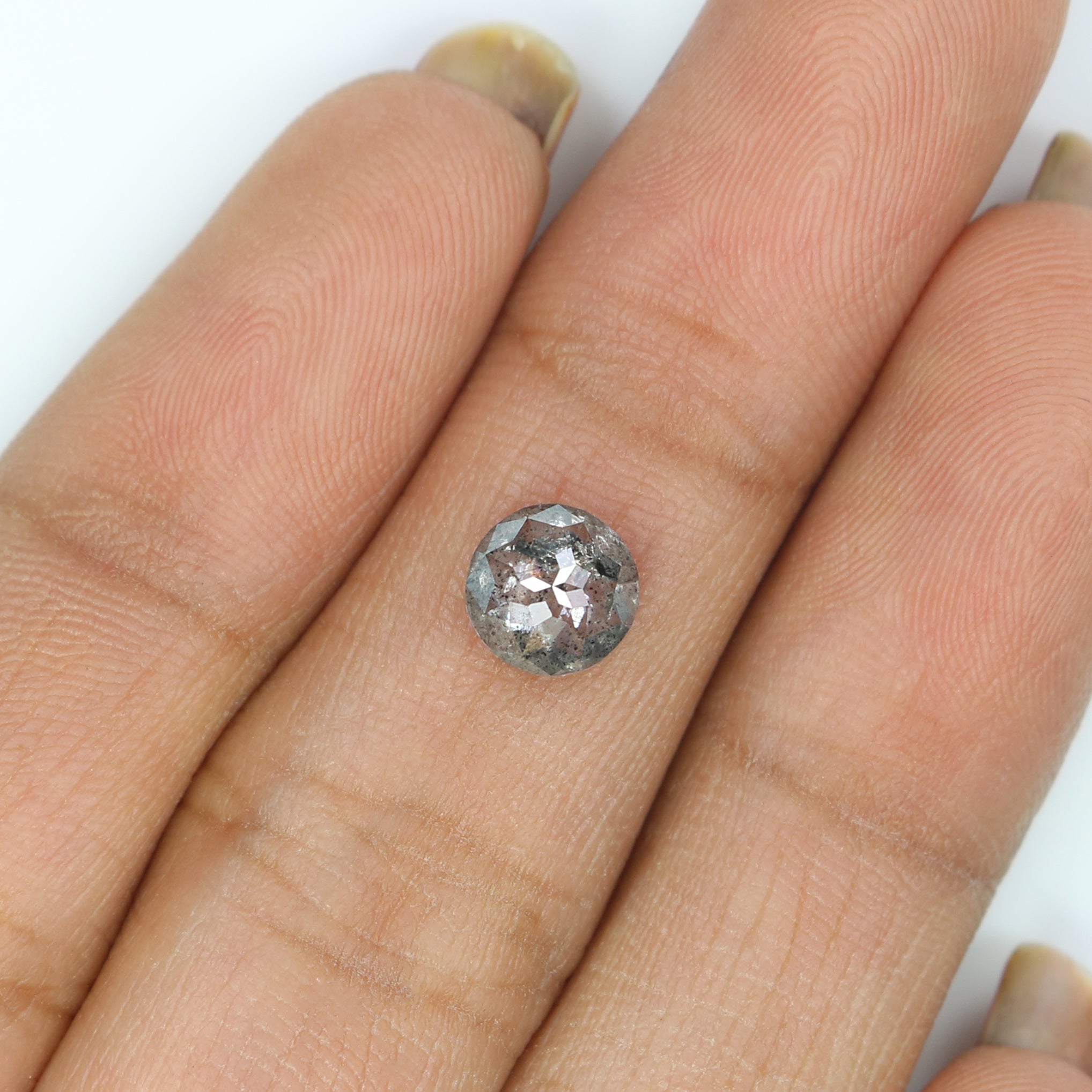 0.92 CT Natural Loose Round Rose Cut Diamond Salt And Pepper Round Diamond 6.20 MM Natural Loose Black Grey Color Rose Cut Diamond LQ2759