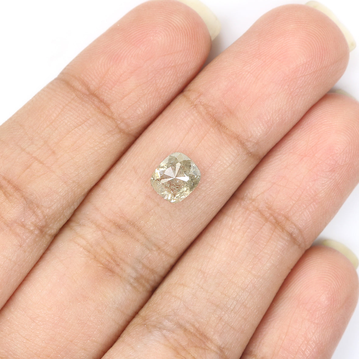 Natural Loose Cushion Salt And Pepper Diamond Grey Color 1.40 CT 6.60 MM Cushion Shape Rose Cut Diamond KR1842