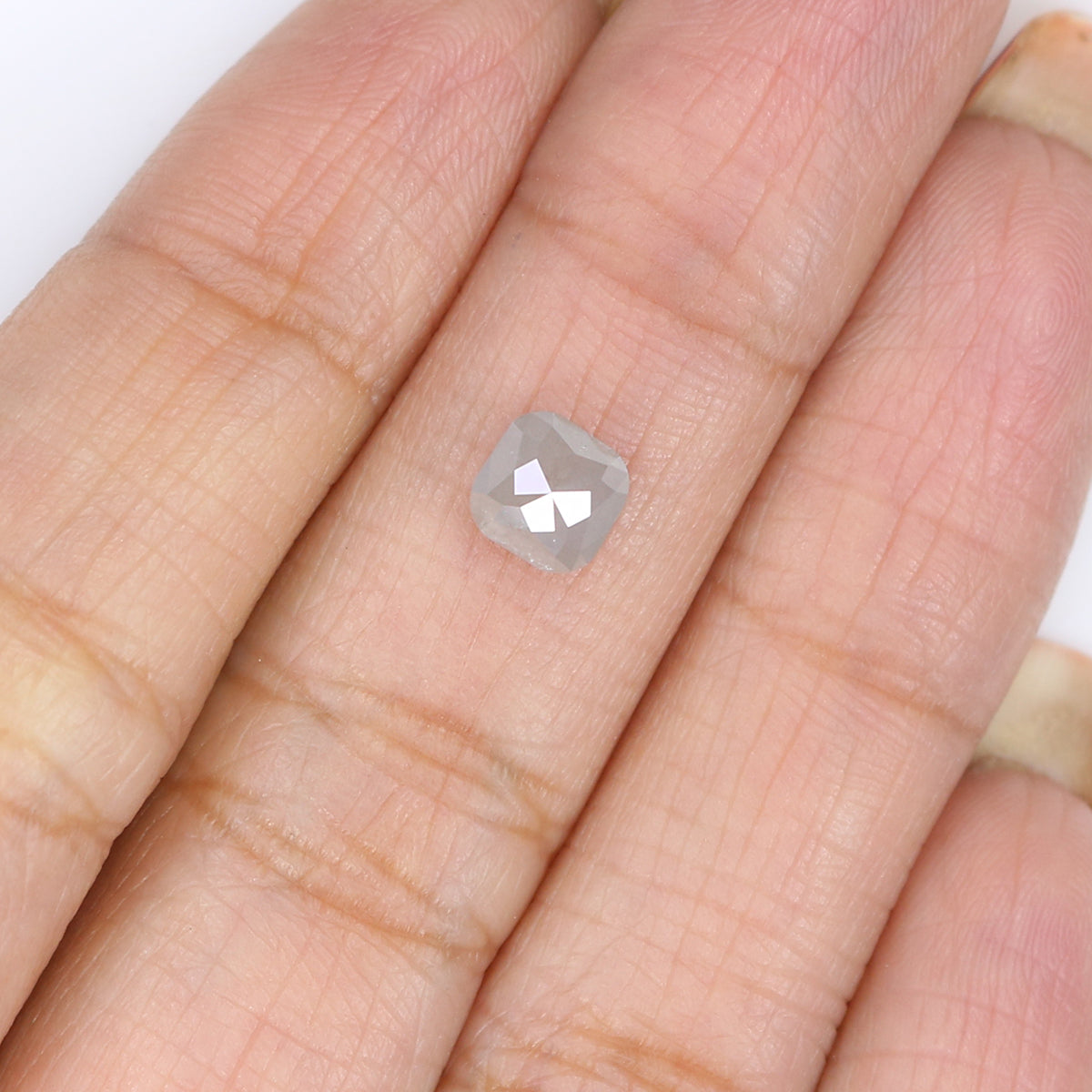 Natural Loose Cushion Grey Color Diamond 0.97 CT 5.40 MM Cushion Shape Rose Cut Diamond L7331