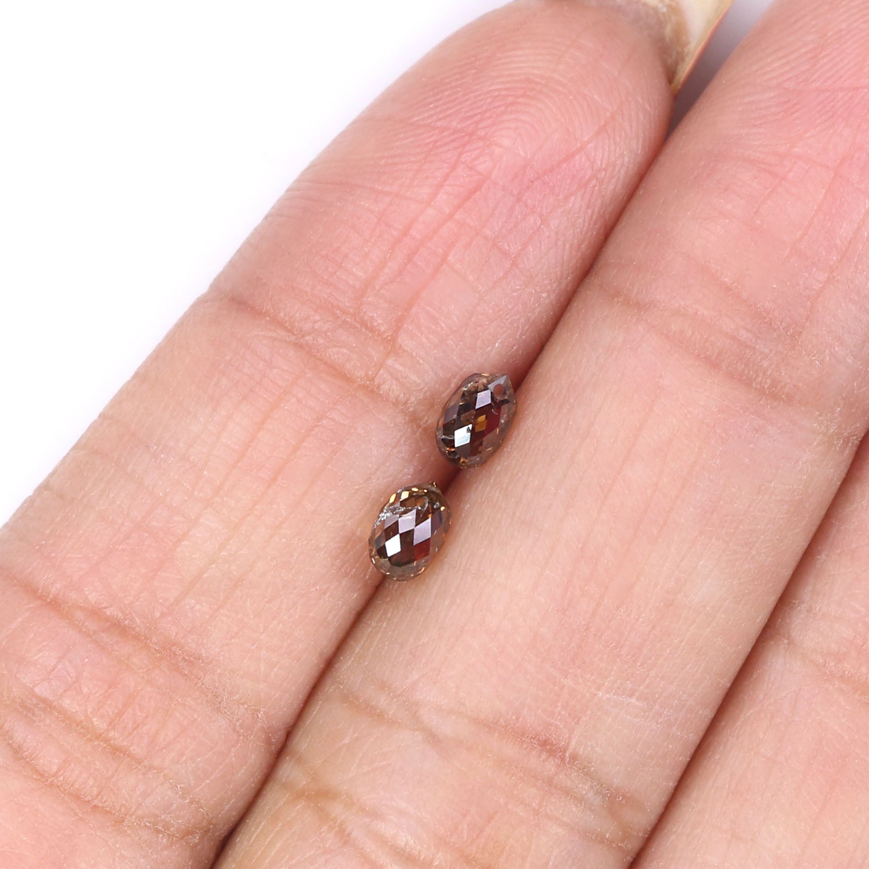 0.77 Ct Natural Loose Briolette Shape Diamond Brown Color Drop Diamond 4.45 MM Natural Loose Brown Color Briolette Rose Cut Diamond KQ2254