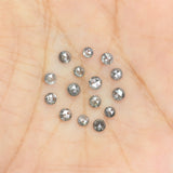 Natural Loose Round Rose Cut Salt And Pepper Diamond Black Grey Color 1.35 CT 2.30 MM Rose Cut Shape Diamond L2385