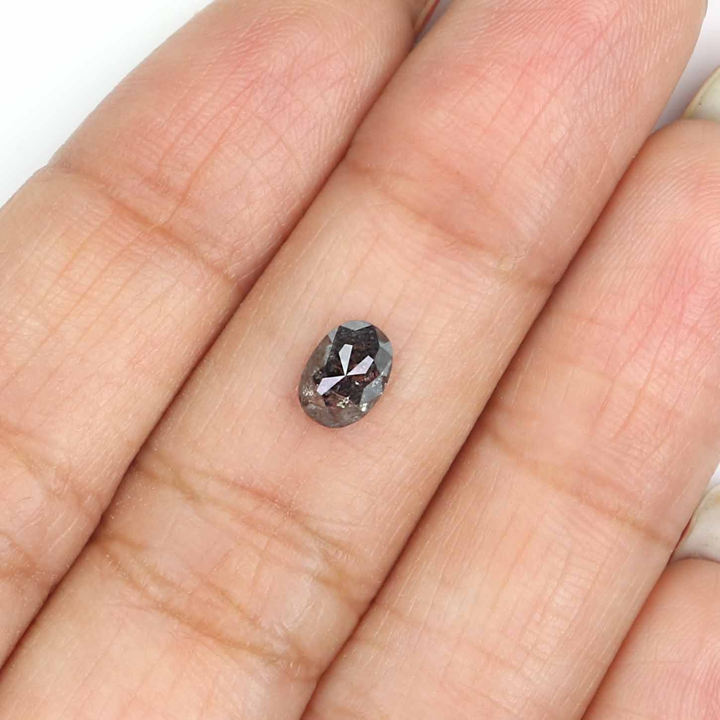 0.77 CT Natural Loose Oval Shape Diamond Salt And Pepper Oval Cut Diamond 6.25 MM Natural Black Grey Diamond Oval Rose Cut Diamond LQ2367