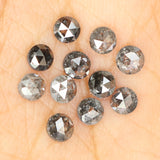 Natural Loose Rose Cut Salt And Pepper Diamond Black Grey Color 1.05 CT 2.70 MM Rose Cut Shape Diamond KDL1552
