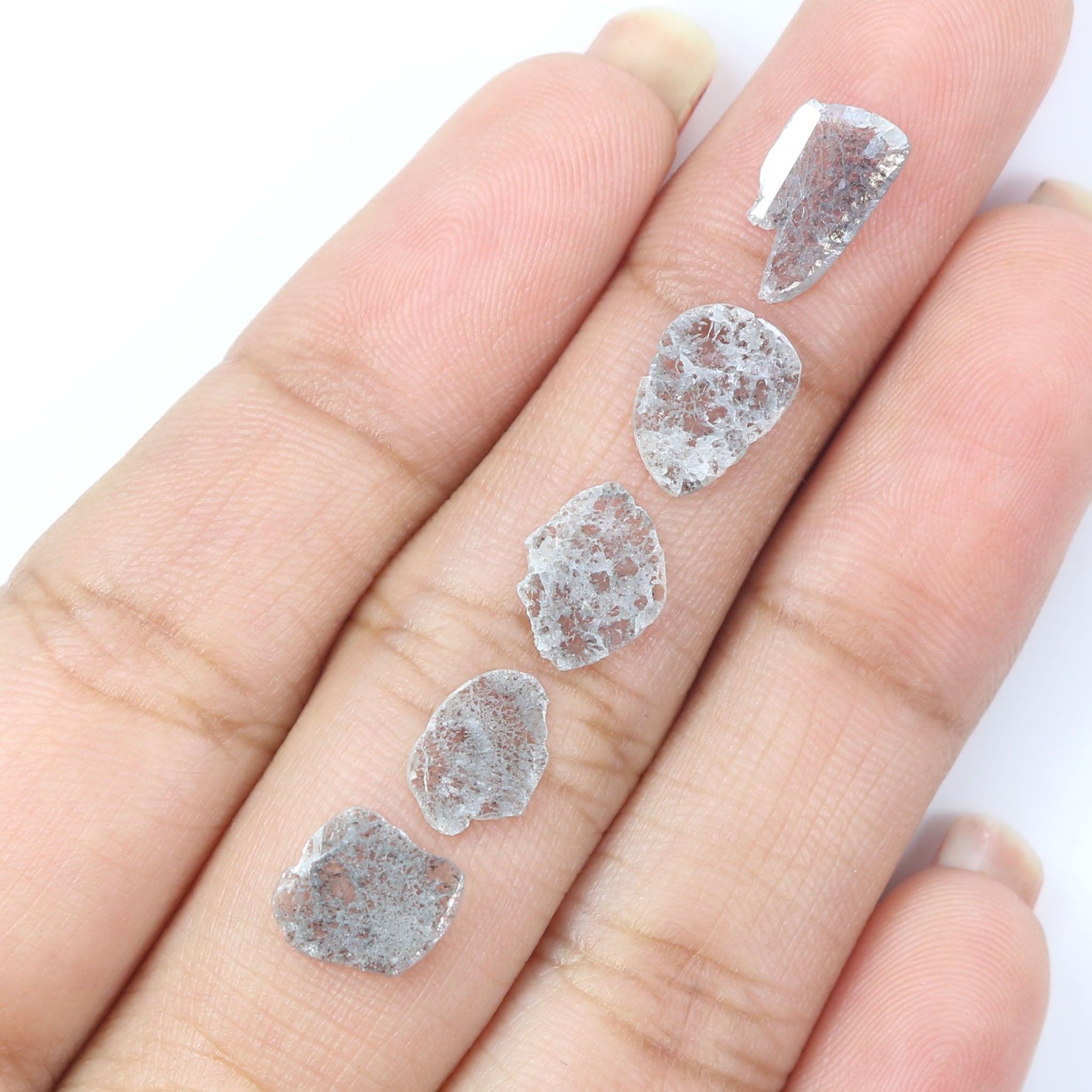 1.55 Ct Natural Loose Slice Shape Diamond Salt And Pepper Slice Cut Diamond 8.60 MM Natural Black Grey Color Irregular Cut Diamond LQ5160