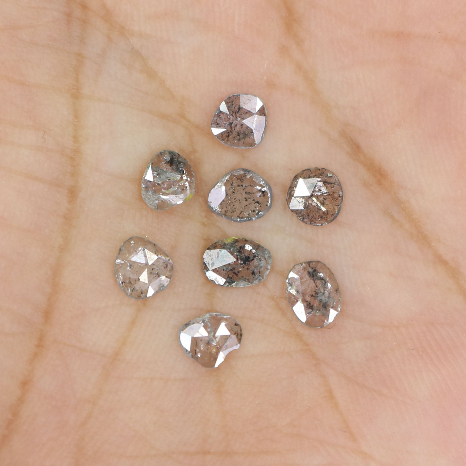0.93 Ct Natural Loose Slice Shape Diamond Salt And Pepper Slice Diamond 4.00 MM Natural Loose Black Grey Color Irregular Cut Diamond LQ2523