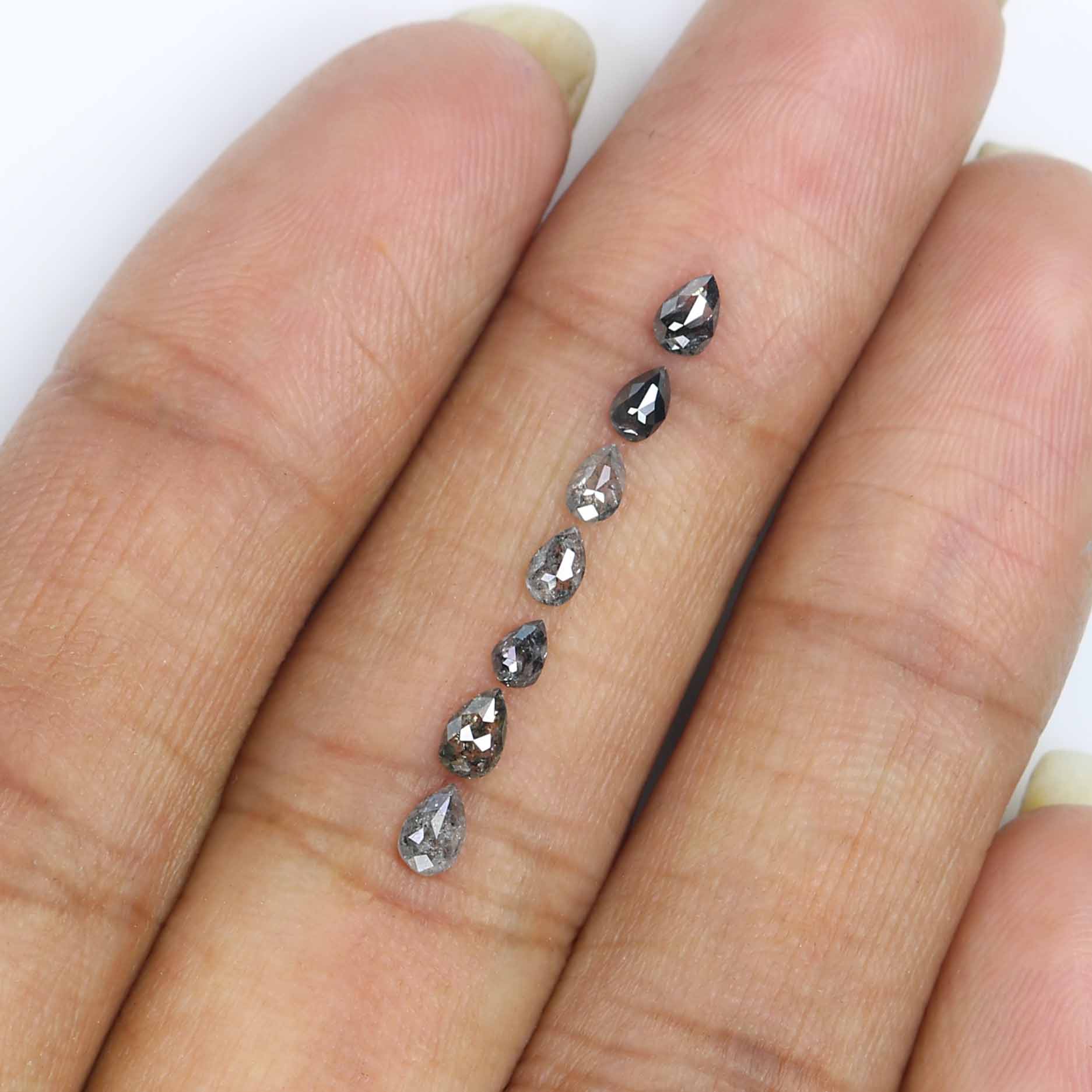 0.64 CT Natural Loose Pear Shape Diamond Salt And Pepper Pear Diamond 4.05 MM Natural Loose Black Grey Color Pear Rose Cut Diamond LQ2762