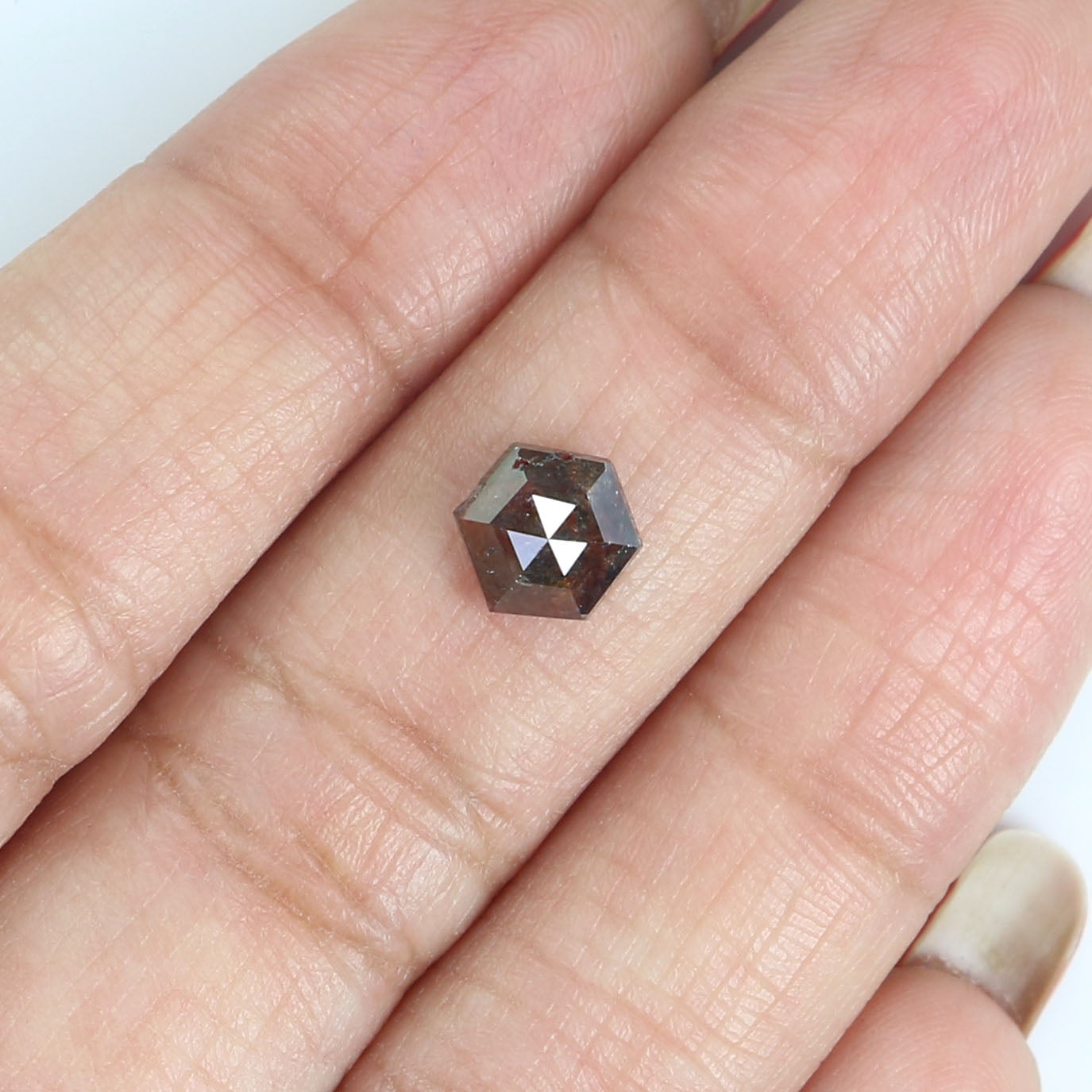 1.40 CT Natural Loose Hexagon Shape Diamond Brown Color Hexagon Cut Diamond 6.40 MM Natural Brown Diamond Hexagon Rose Cut Diamond LQ7203