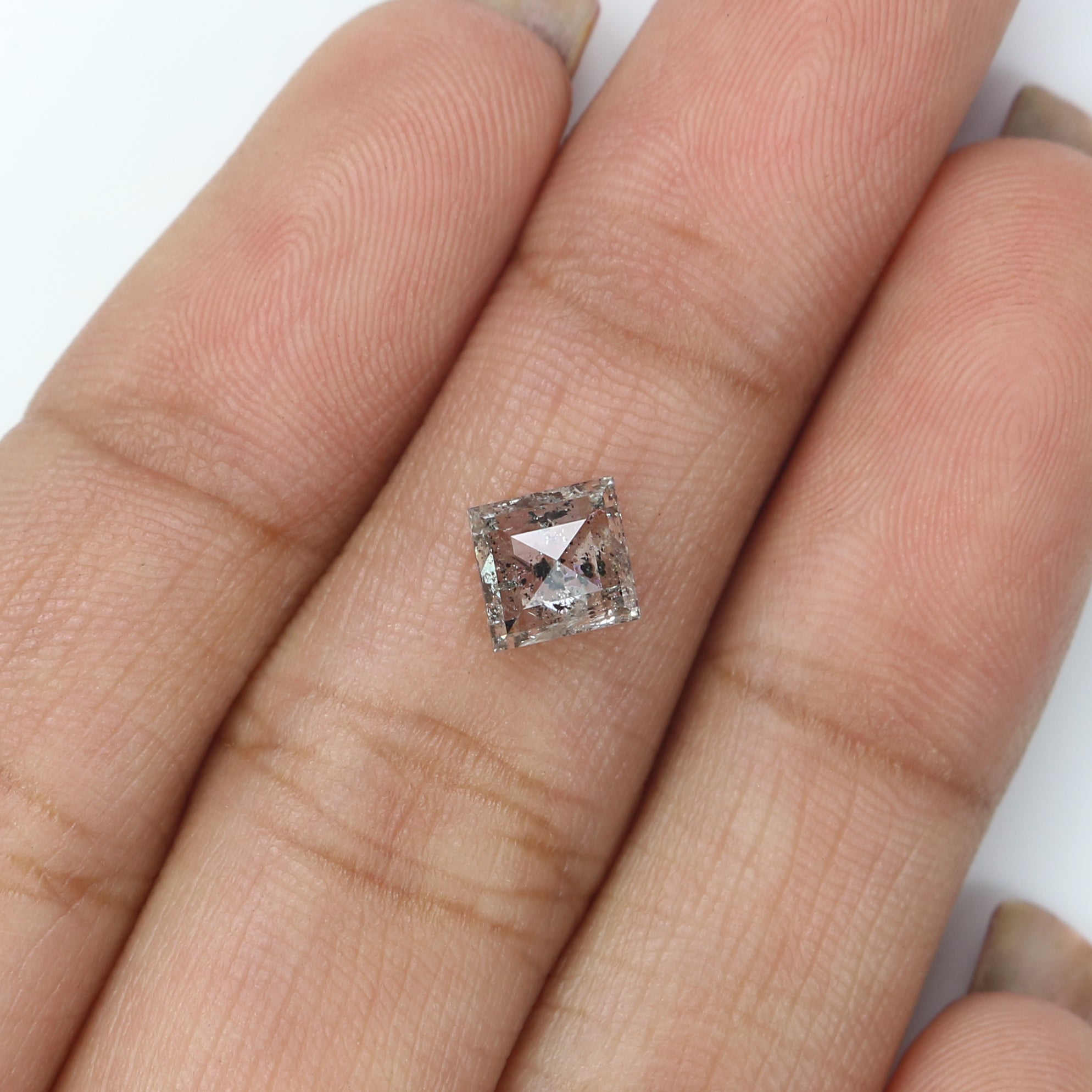 0.96 CT Natural Loose Kite Shape Diamond Salt And Pepper Kite Cut Diamond 7.75 MM Black Grey Color Kite Shape Rose Cut Diamond QL2757