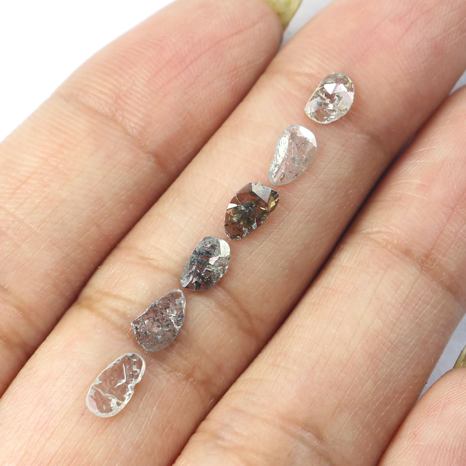 1.09 Ct Natural Loose Slice Shape Diamond Slice Salt And Pepper Diamond 5.25 MM Slice Natural Loose Diamond Slice Black Grey Diamond LQ2503