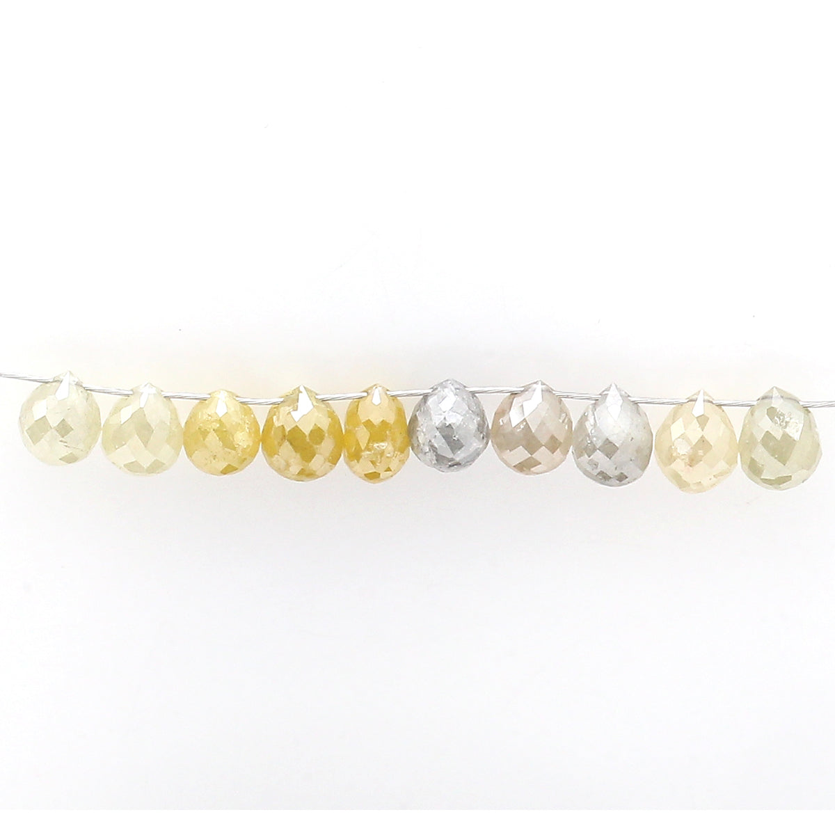 4.11 Ct Natural Loose Briolette Cut Diamond Yellow Color Drop Diamond 4.20 MM Natural Loose Grey Color Diamond Briolette Cut Diamond LQ1675