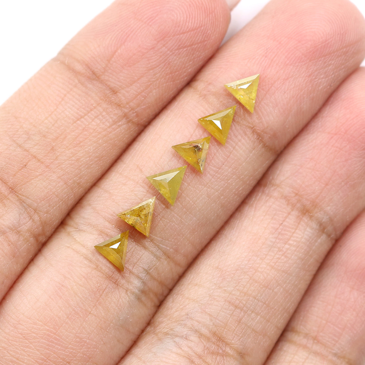 1.54 CT Natural Loose Triangle Shape Diamond Yellow Color Triangle Diamond 4.20 MM Natural Yellow Diamond Triangle Rose Cut Diamond QL2050