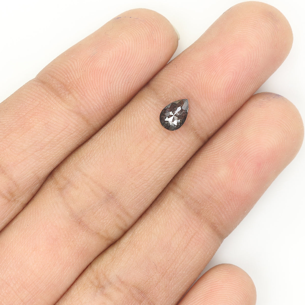 Natural Loose Pear Salt And Pepper Diamond Black Grey Color 0.42 CT 6.10 MM Pear Shape Rose Cut Diamond KR2393