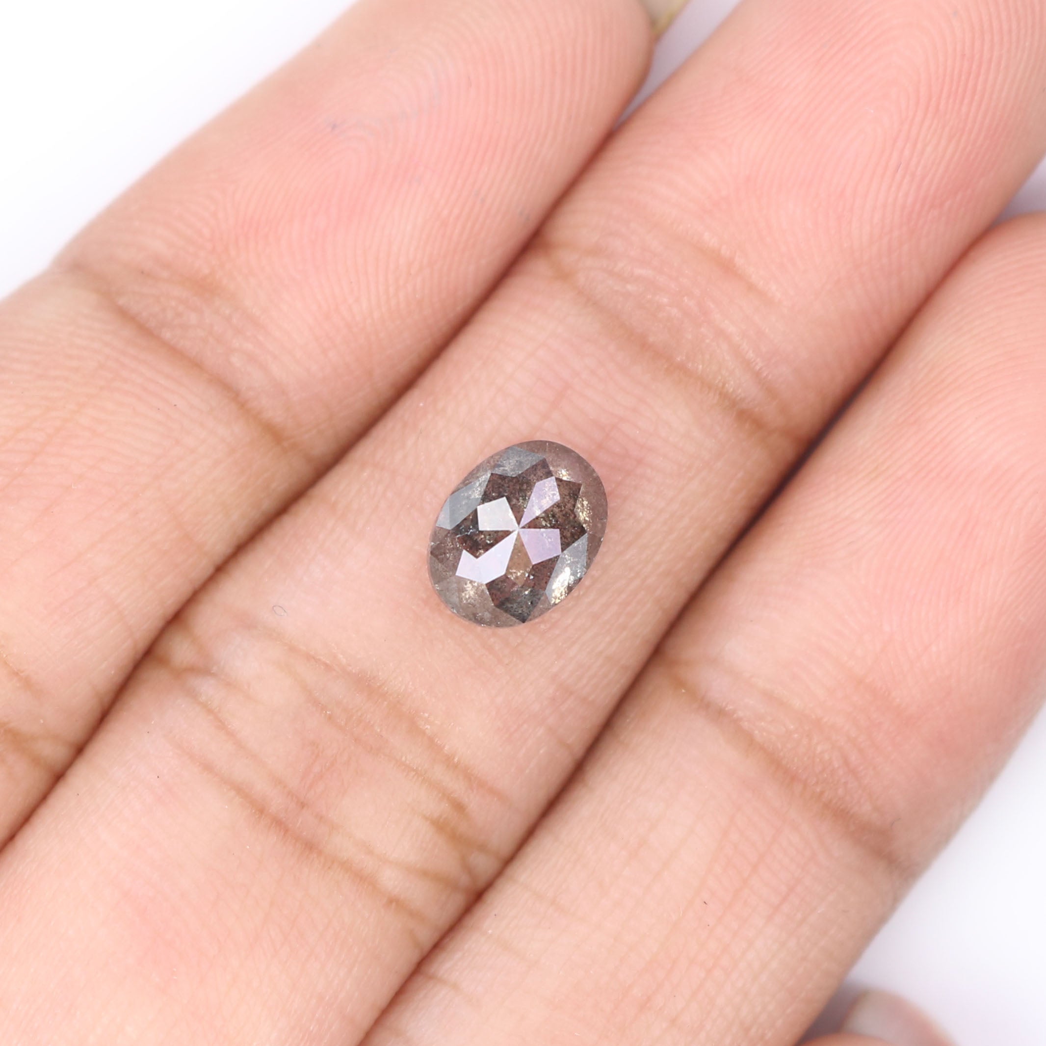 1.37 Ct Natural Loose Oval Shape Diamond Black Grey Color Diamond 7.35 MM Natural Loose Diamond Salt and Pepper Oval Shape Diamond QL2299