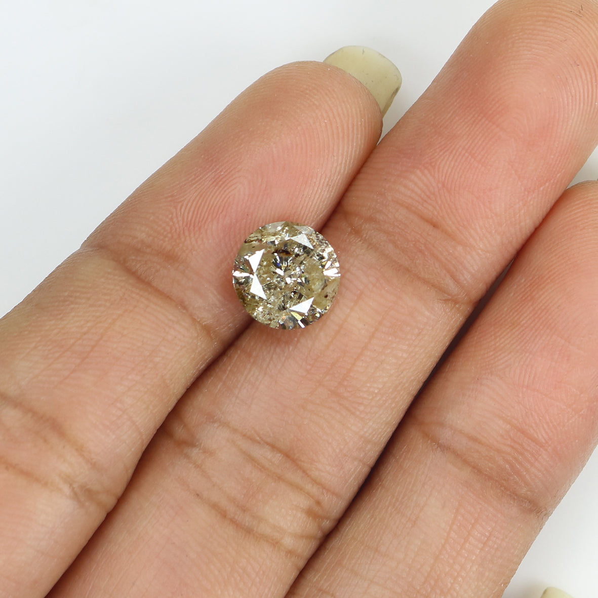 Natural Loose Round Brown Color Diamond 2.01 CT 7.85 MM Round Brilliant Cut Diamond KDL405