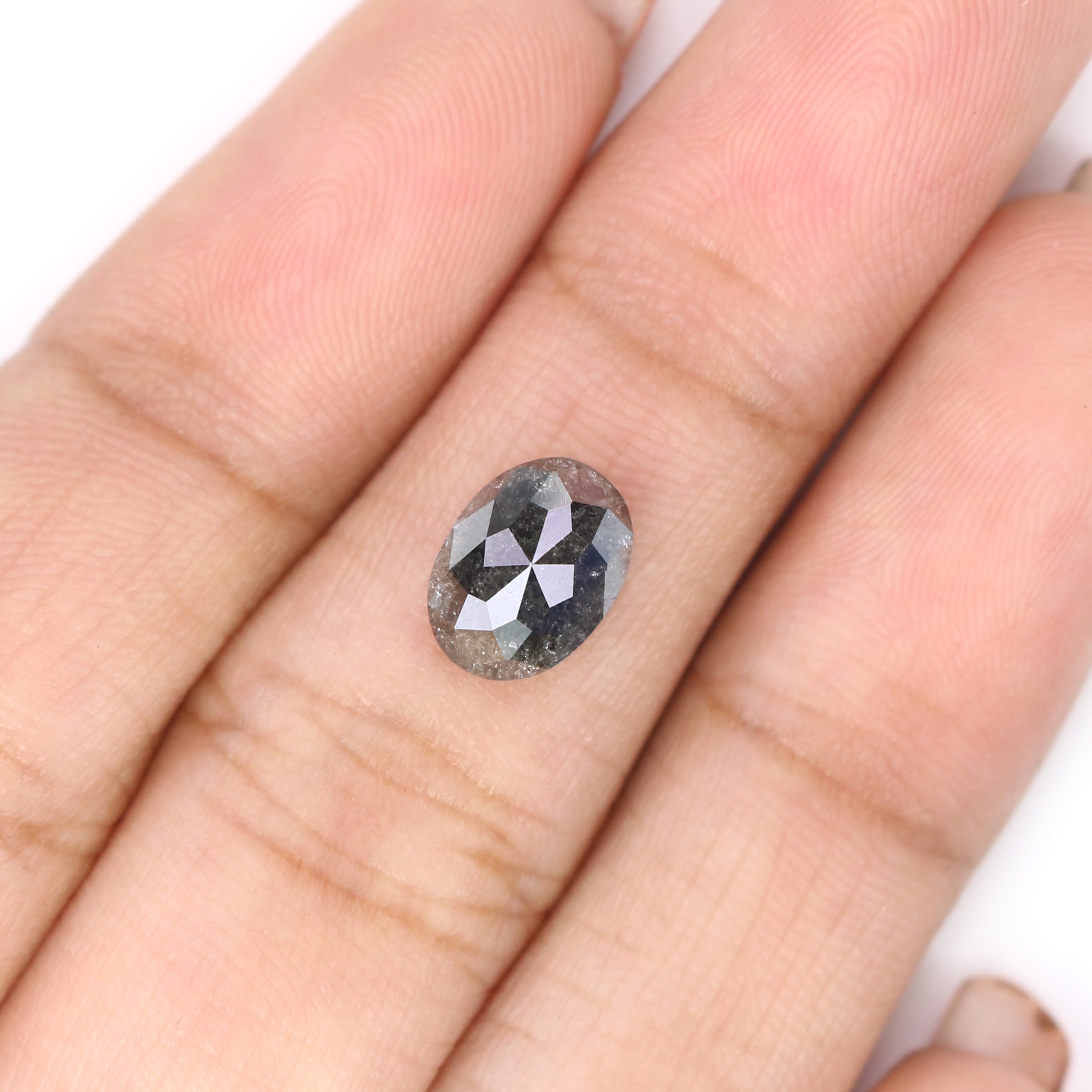 1.66 Ct Natural Loose Oval Shape Diamond Black Grey Color Diamond 8.50 MM Natural Loose Diamond Salt and Pepper Oval Shape Diamond QL2171