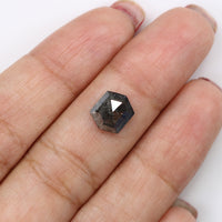 Natural Loose Hexagon Salt And Pepper Diamond Black Grey Color 1.53 CT 8.60 MM Hexagon Shape Rose Cut Diamond L6996
