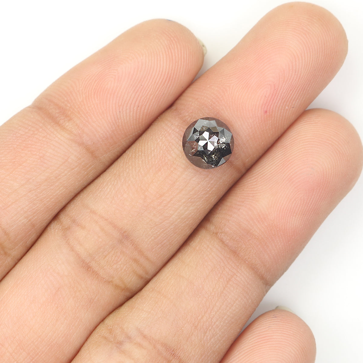 1.47 Ct Natural Loose Round Rose Cut Diamond Black Color Rose Cut Diamond 7.00 MM Natural Loose Salt And Pepper Rose Cut Diamond QL1206