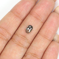Natural Loose Oval Salt And Pepper Diamond Black Grey Color 0.67 CT 6.95 MM Oval Shape Rose Cut Diamond KR2272