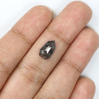 Natural Loose Bullet Salt And Pepper Diamond Black Grey Color 2.30 CT 10.75 MM Bullet Shape Rose Cut Diamond L8074