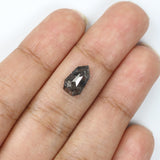 Natural Loose Bullet Salt And Pepper Diamond Black Grey Color 2.30 CT 10.75 MM Bullet Shape Rose Cut Diamond L8074