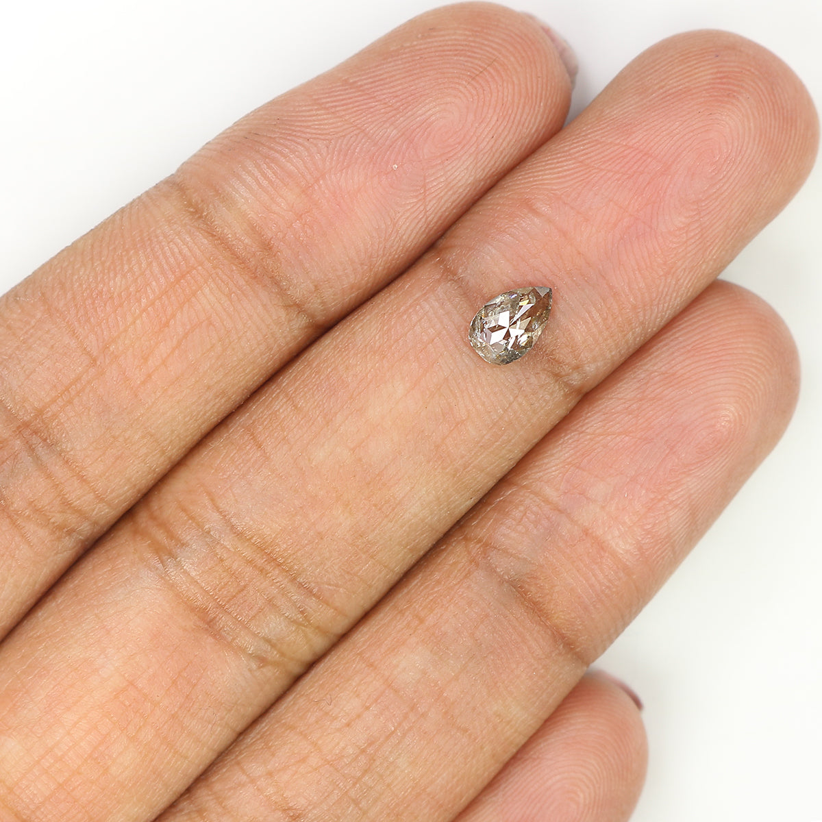 Natural Loose Pear Salt And Pepper Diamond Brown Color 0.39 CT 6.15 MM Pear Shape Rose Cut Diamond L975