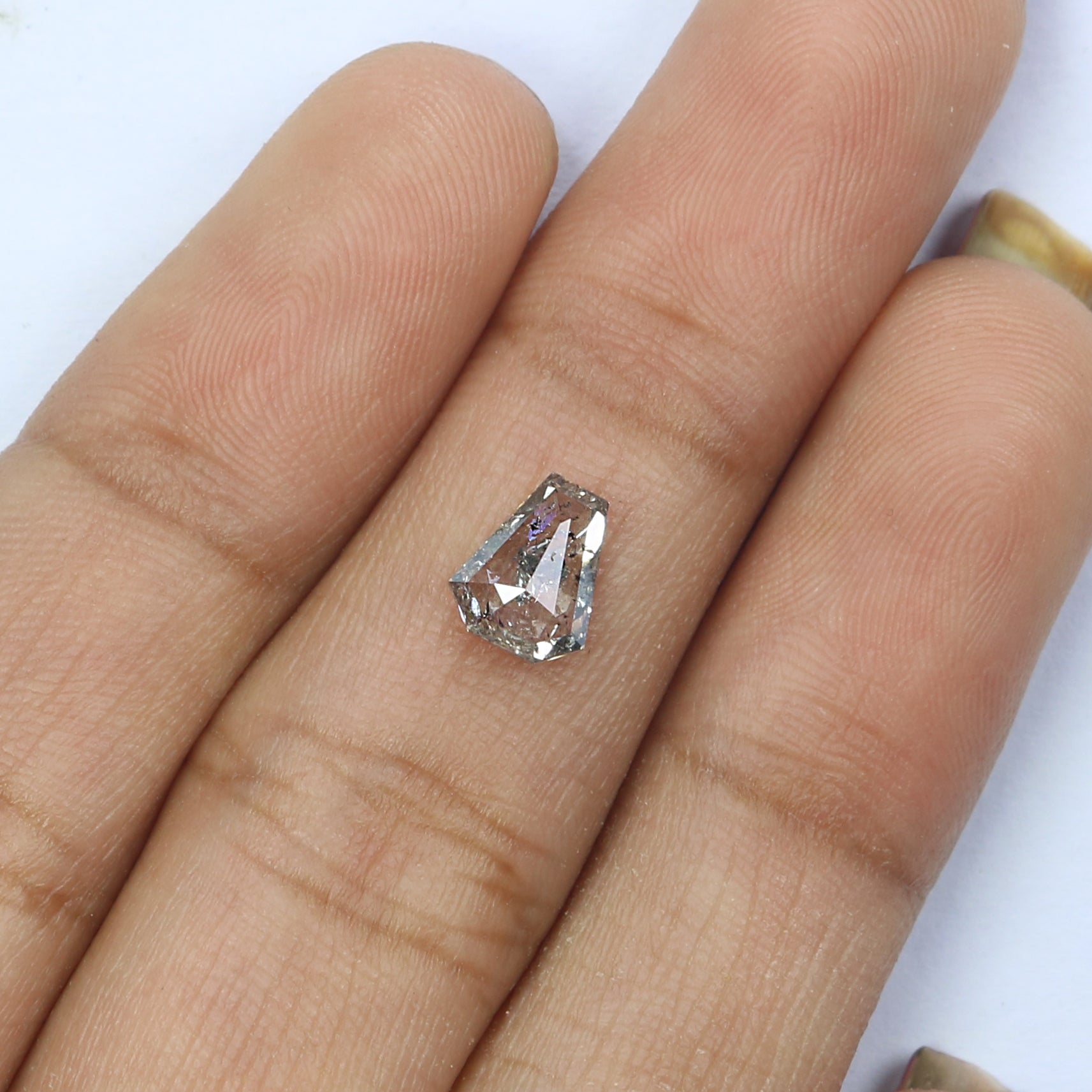 0.93 CT Natural Loose Coffin Shape Diamond Salt And Pepper Coffin Shape Diamond 7.00 MM Black Grey Color Coffin Rose Cut Diamond QL2608