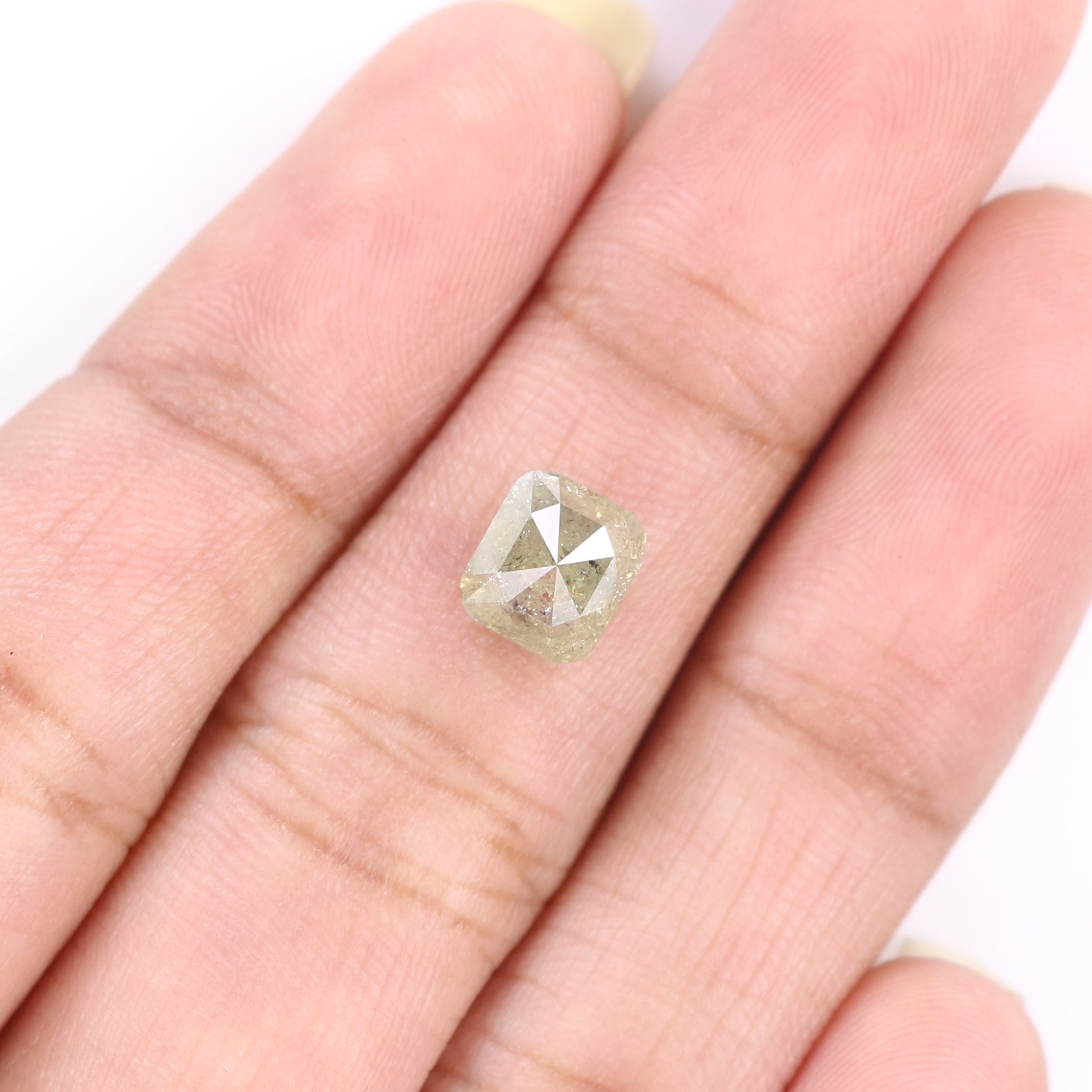 1.64 CT Natural Loose Cushion Shape Diamond Yellow Color Cushion Cut Diamond 6.50 MM Natural Grey Color Cushion Rose Cut Diamond KQ1939