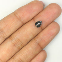 Natural Loose Pear Salt And Pepper Diamond Black Grey Color 0.73 CT 7.10 MM Pear Shape Rose Cut Diamond KDL1025